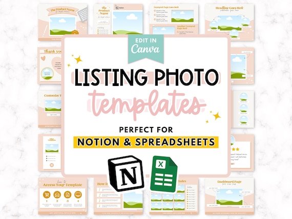 Etsy Listing Template for Notion Template & Spreadsheet Mockups, Etsy Digital Product Listing Photos Canva, Laptop Mockup, Website Mockup