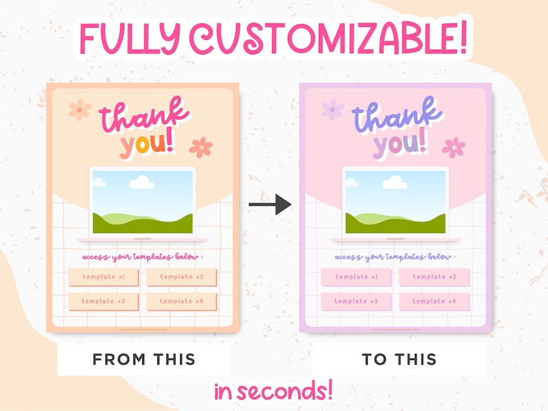 Digital Download Instruction Template Pink, Bright Etsy Digital Product ...