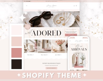Luxury Shopify Theme | Pink Website Template | Clothing Website | Boutique Shopify Template | Minimalist Website Design