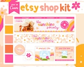 Etsy Shop Kit Pink, Cute Etsy Shop Banner Summer Colors, Fun Bright Etsy Branding Kit, Floral Etsy Store Branding, Daisy Etsy Banner Mockup