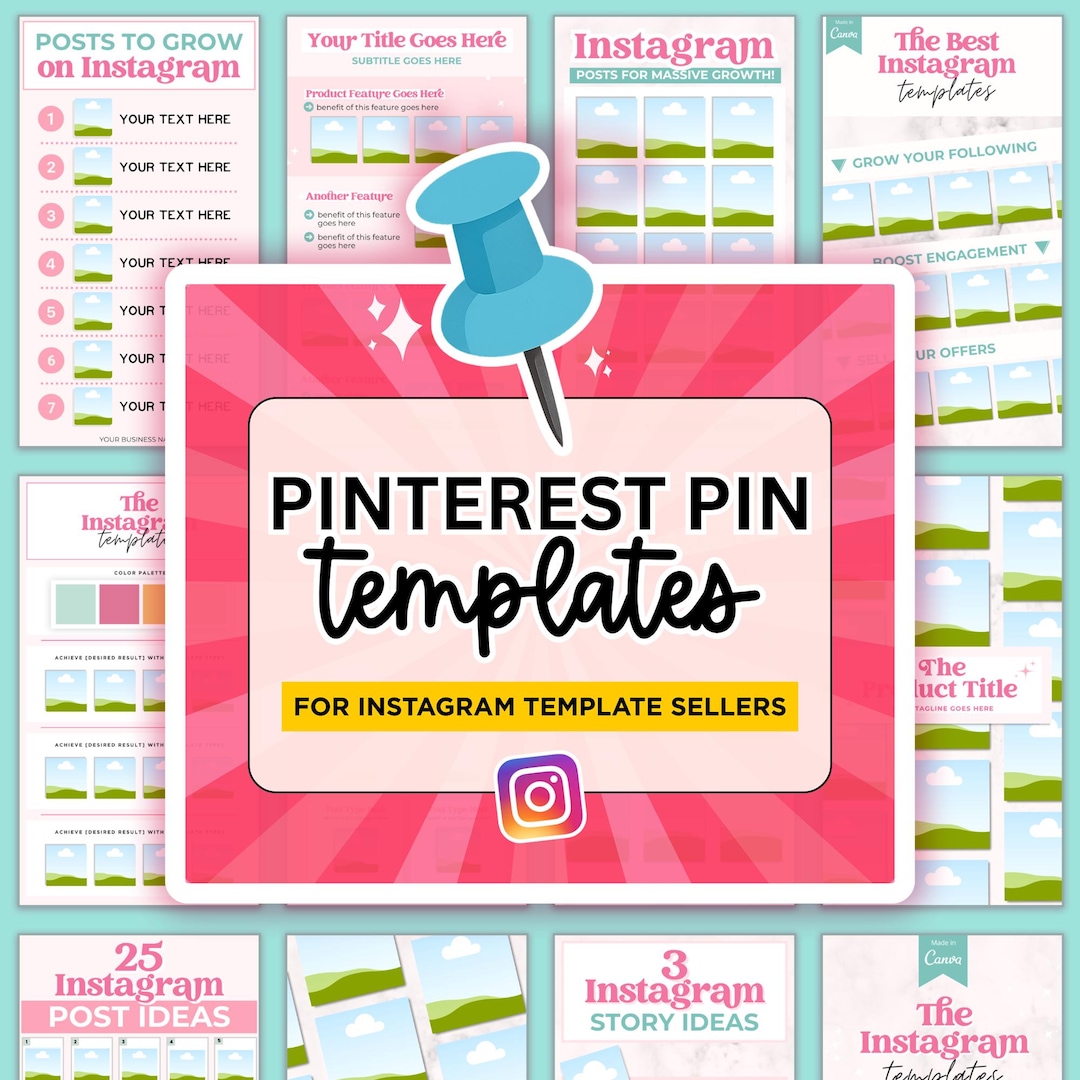 Pinterest Pin Templates for Instagram Template Sellers, Pink Pinterest ...