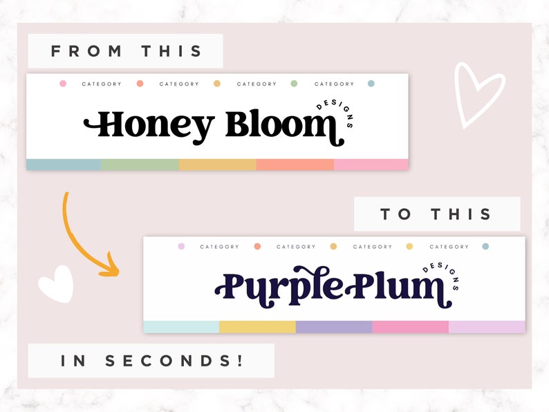 May include: A graphic design showing a transformation from "Honey Bloom" to "Purple Plum" in seconds. The design includes color palettes and the text "FROM THIS", "TO THIS", and "IN SECONDS!"