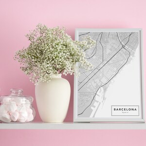Barcelona Karte Wandkunst, Barcelona Druck, Spanien Karte, spanische Karten, Erinnerung, Reisekarte Drucke, romantisches Geschenk, Karte Geschenke, Stadtstraßen, Kartenkunst