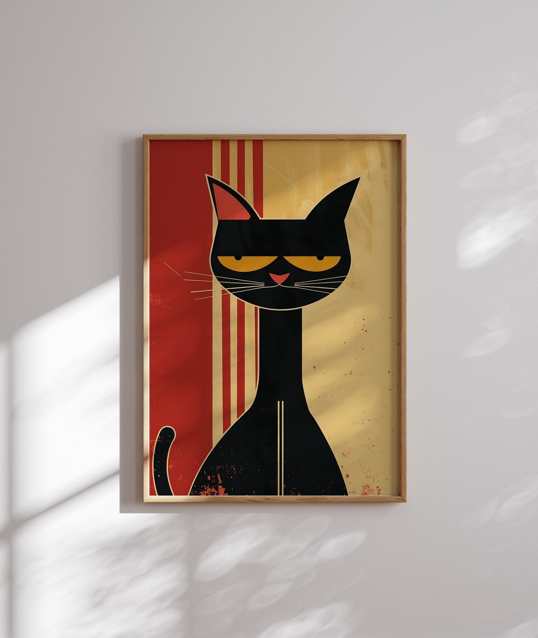 Retro Cat Poster | Printable Art | Wall Decor | Funny Cat - Etsy