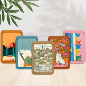 STYLE ARTISTIQUE Portefeuille magnétique en cuir MagSafe, porte-cartes animal ludique compatible avec iPhone 16 Pro Max, 15 Plus, 14, 13, 12 Mini