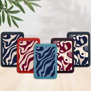 Cartera de cuero magnética MagSafe con diseño ondulado, tarjetero con diseño moderno en espiral compatible con iPhone 16 Pro Max, 15 Plus, 14, 13, 12 Mini