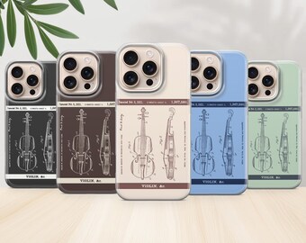 VIOLIN PATENT Handy Hülle: Blasinstrument Blueprint Cover für iPhone, Samsung & Google Pixel