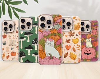 Fall Pattern Phone Case, Autumn Theme Cover for iPhone, Samsung & Google Pixel