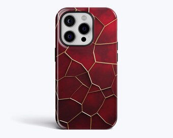 RED MARBLE Phone Case, Japanese Style Cover fit for iPhone 15 Pro Max, 14 Plus, 13, 12, 11, XR & Samsung S24, S23, A54, A53, Pixel 8 Pro, 7