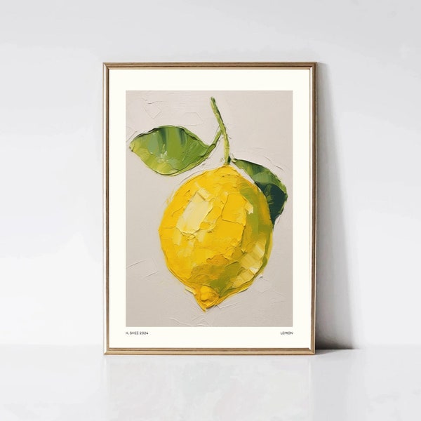 lemon painting art print | kitchen wall art | modern contemporary art | fruit painting | digital download