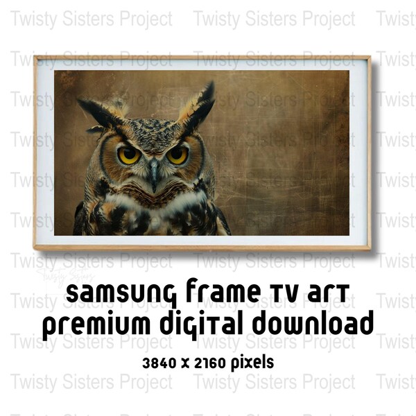 Majestic Owl Digital Art, Samsung Frame TV, Wildlife Photography Download, High Resolution Rustic Owl Image, Screensaver