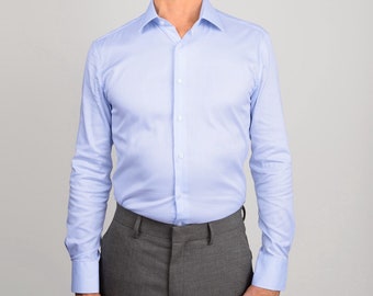 slim fit dress slacks Ragazzo 14085 Sky Blue Slim Fit Boy's Dress Shirt - Tonal Diagonal Weave