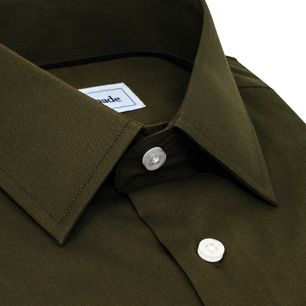 SLIM FIT Hunter Army Green Dress Shirt for Men Boys Youth | SKINNY Tailored Long Sleeve Professional Button Up Emerald Formal Business Work