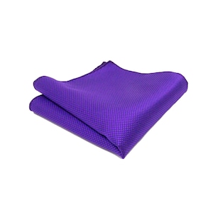 Purple Pocket Square | Silk Japanese Dark Royal Bold Purple Solid Squares Handkerchiefs | Formal Wedding Groomsmen Birthday Gift Suit