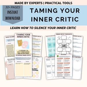 Inner Critic Therapy Workbook for Self-Help and Self Care | Therapy Tools | Affirmations