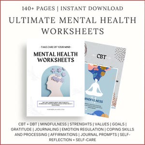 Mental Health Bundle, Therapy Bundle: Mental Health Worksheets for Self Care, Coping Skills, CBT & DBT
