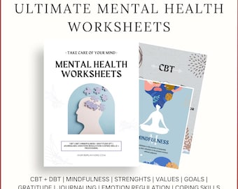 Mental Health Bundle, Therapy Bundle: Mental Health Worksheets for Self Care, Coping Skills, CBT & DBT