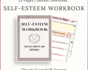 Self Esteem Therapy Worksheets, Confidence Builder, Office Decor, Teen Health Resource, Therapy resources