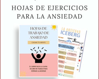 Hojas Ansiedad CBT Español, Ejercicios Sobrepensar y Estrés, Regulación Emocional, Diario Terapia Imprimible PDF