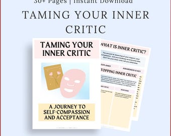Inner Critic Therapy Workbook for Self-Help and Self Care | Therapy Tools | Affirmations