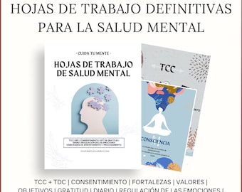 Paquete de Salud Mental, Paquete de Terapia: Hojas de trabajo de Salud Mental para el Autocuidado, Habilidades de Afrontamiento, TCC y TCD.