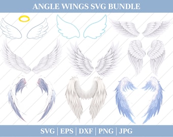 Angel Wings Svg Bundle, Angel Wings Clip Art, Wings Cut File For Silhouette, Angel Wings Bundle, Wings Svg Png Dxf,memorial svg ,rip svg