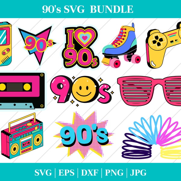 I Love The 90s svg, Nineties svg, 90s Retro svg, 90s Party svg, 90s birthday Retro 90s, Love 90s Vintage Retro Sublimation Cricut Silhouette
