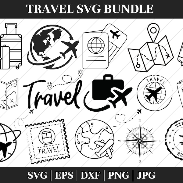 Reise-Svg-Bundle, lustige Reise-Svg, Reise-Svg, Reise-Clipart-Svg-Dateien für Cricut, Urlaub svg, Silhouette