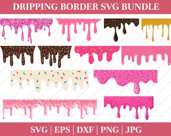 Dripping Donut Glaze. Cut files for Cricut. Clip Art silhouettes (eps, svg, png, dxf, jpeg).