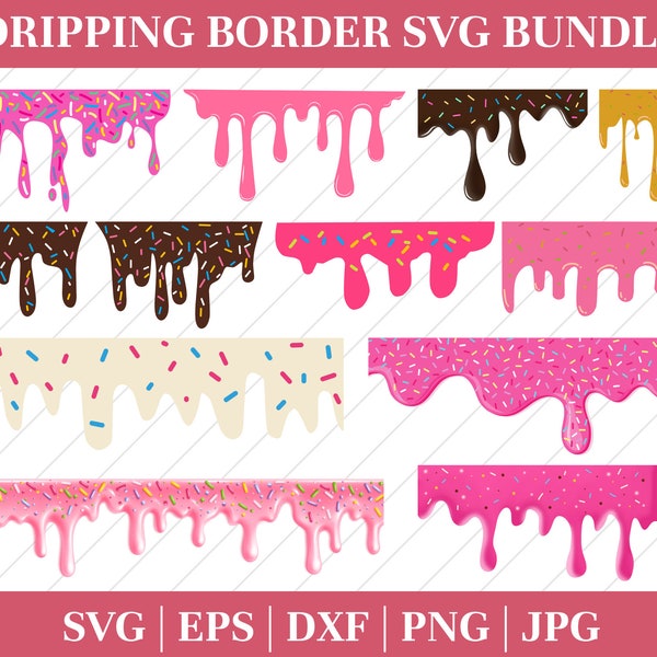Dripping Donut Glaze. Cut files for Cricut. Clip Art silhouettes (eps, svg, png, dxf, jpeg).