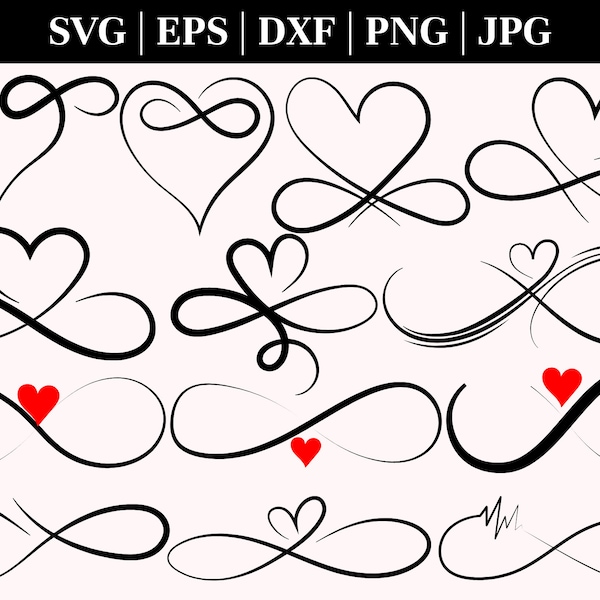Infinity Symbol SVG, Infinity PNG Bundle, Infinity Clipart, Infinity SVG Cut Files for Cricut, Infinity Silhouette, Infinity Heart Svg