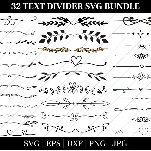 TEXT DIVIDERS SVG, Text Dividers For Cricut , Text Divider Clipart , Flourishes Svg, Decorative Elements Svg, Wedding Text Dividers Svg