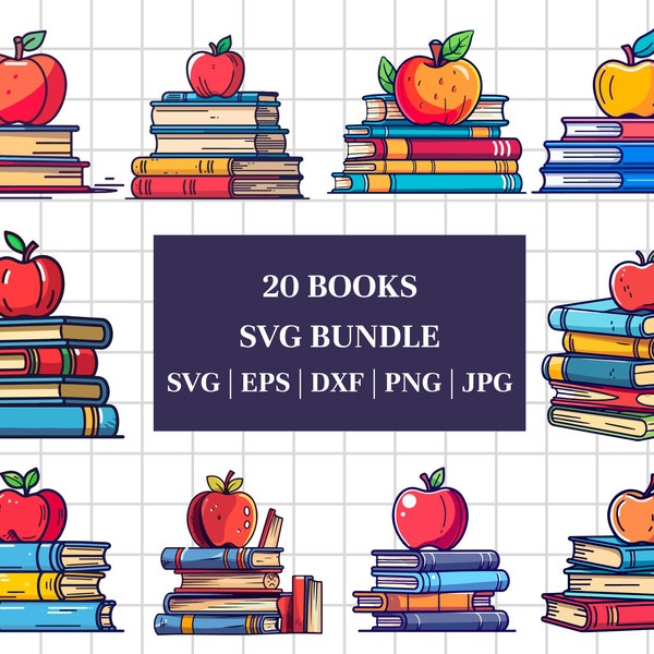 Books SVG | Books SVG Bundle | Books Silhouette | Books Cut File | Book Club SVG | School Svg| Stack of books Svg| Student Svg| Book Clipart