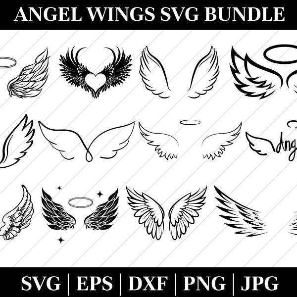 Angel Wings Svg Bundle, Angel Wings Clip Art, Wings Cut File For Silhouette, Angel Wings Bundle, Wings Svg Png Dxf,memorial svg ,rip svg