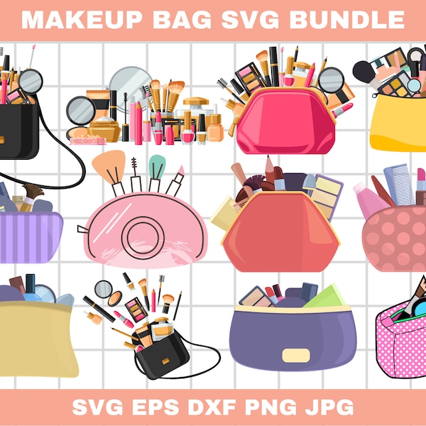 Makeup Bag SVG, Makeup Bag SVG Bundle, Makeup SVG, Makeup Bag Design , Bag Svg, Fashion Svg, Mascara Svg, Beauty Quotes, Cosmetic Bag Svg