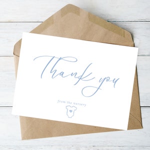 Imprimible desde la guardería de tarjeta de agradecimiento, tarjeta de agradecimiento de baby shower, papelería, nuevo bebé, recién nacido, niño, bautismo, bautizo