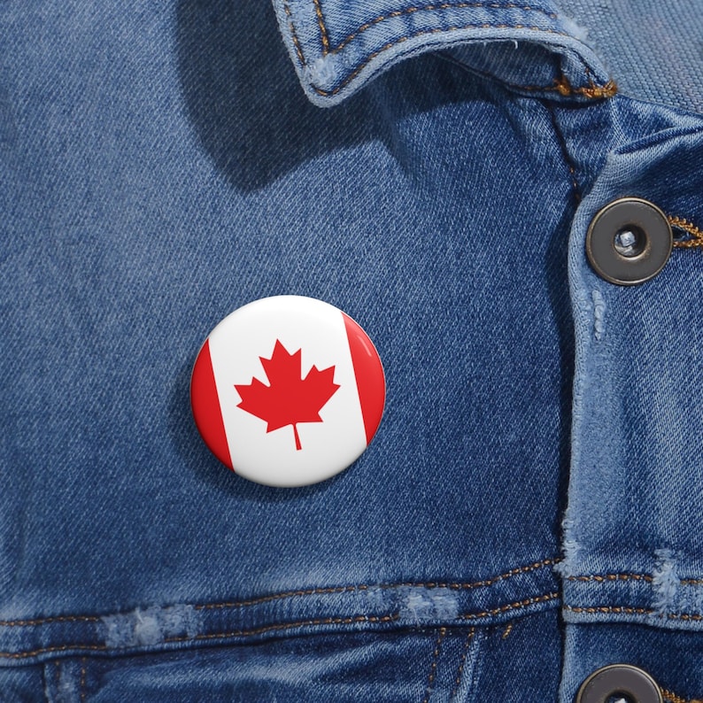 Canadiana Flag Pin Buttons with Maple Leaf Lapel Pins, Canadian Pride Badge Set, Red and White Pinback Buttons, National image 5