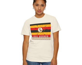 Uganda T-Shirt Uganda Unisex Garment-Dyed T-shirt with Uganda Flag souvenir t-shirts