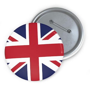 UK Flag Pin Buttons - Patriotic British England Badge Pins, Union Jack Lapel Pins, British Flag Button Badges, UK Souvenir Pinbacks, Brexit
