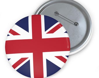 UK Flag Pin Buttons - Patriotic British England Badge Pins, Union Jack Lapel Pins, British Flag Button Badges, UK Souvenir Pinbacks, Brexit