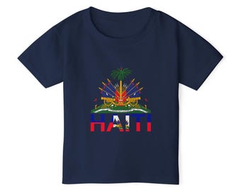Camiseta infantil con la bandera de Haití, camiseta cultural haitiana para niños, camiseta haitiana para bebés, camiseta de algodón grueso de Haití, camiseta juvenil de Haití con diseño de la bandera