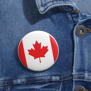 Canadiana Flag Pin Buttons with Maple Leaf Lapel Pins, Canadian Pride Badge Set, Red and White Pinback Buttons, National image 6