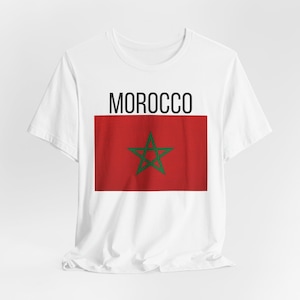 Morocco Unisex Tee, Moroccan Flag T-Shirt, Vintage Morocco Tshirt, Travel Tee, Gift for Moroccan, North Africa Shirt