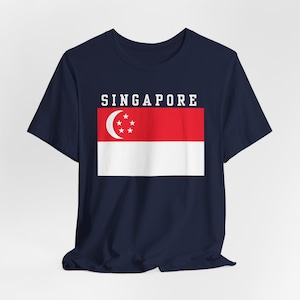 Maglietta unisex con bandiera di Singapore, abbigliamento casual, souvenir di viaggio, regalo per i singaporiani, maglietta classica di Singapore