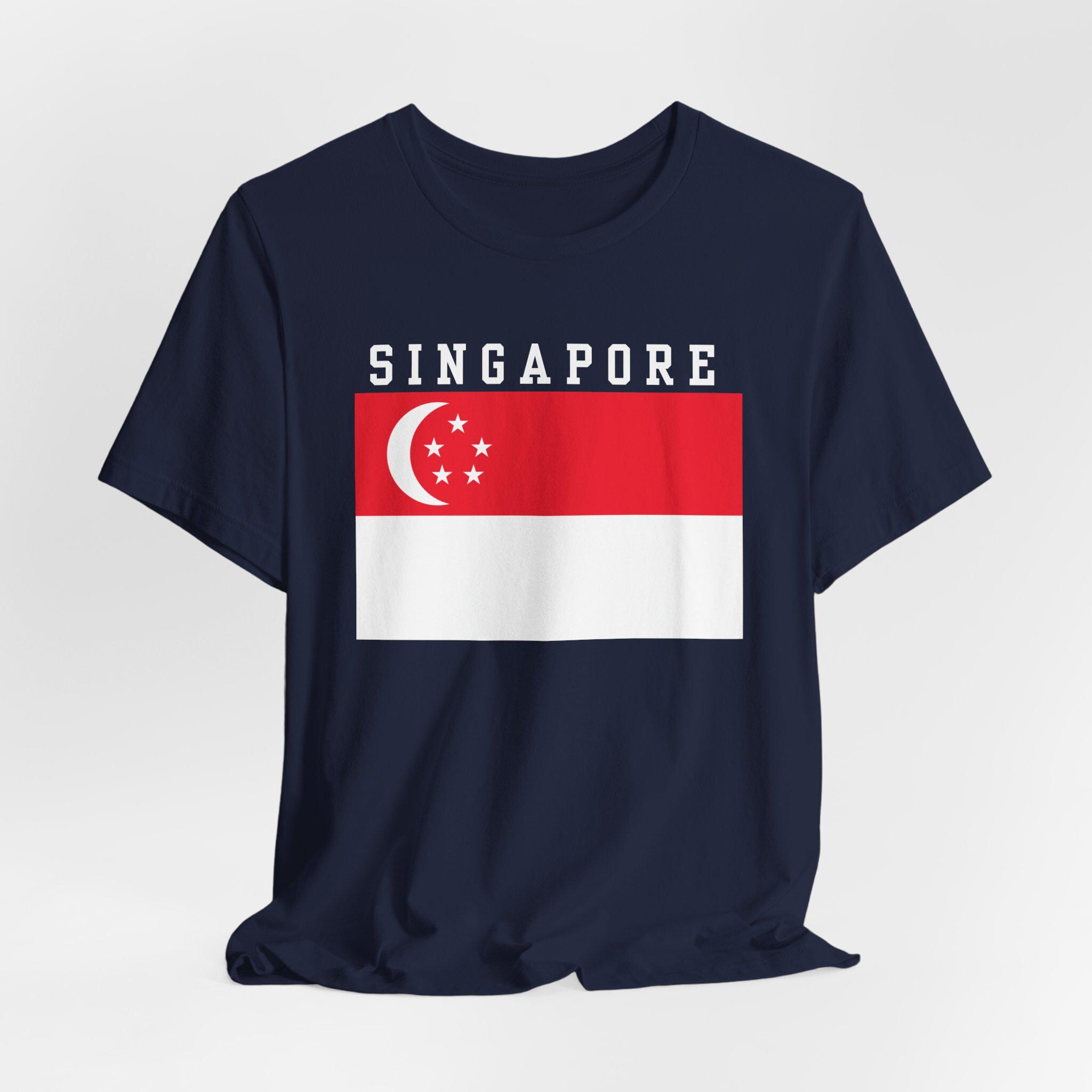 シンガポール国旗ユニセックスTシャツ、カジュアルウェア、旅行土産 