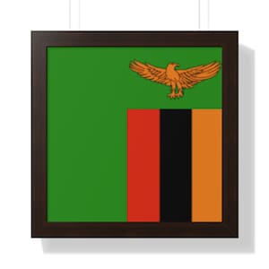 Zambia Flag Framed Poster, Zambia Decor, African Home Decor, Travel Gift, Zambia Pride, Wall Art