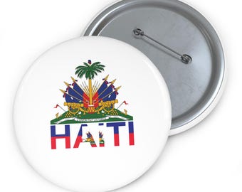 Haiti Flag Pin Buttons, Haitian Flag Pins, Patriotic Button Badges, Caribbean Pride Brooches, Customizable Metal Pins