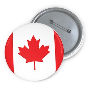 Canadiana Flag Pin Buttons with Maple Leaf Lapel Pins, Canadian Pride Badge Set, Red and White Pinback Buttons, National