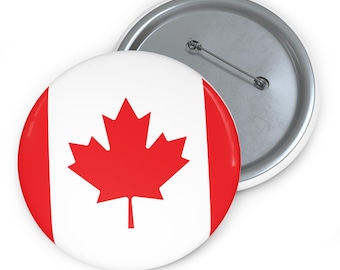Canadiana Flag Pin Buttons with Maple Leaf Lapel Pins, Canadian Pride Badge Set, Red and White Pinback Buttons, National