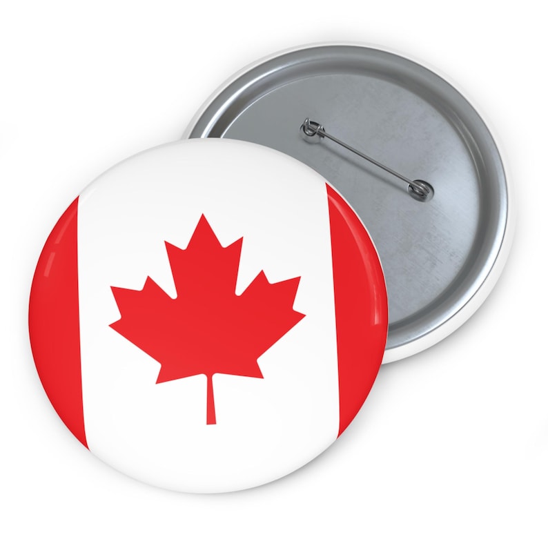 Canadiana Flag Pin Buttons with Maple Leaf Lapel Pins, Canadian Pride Badge Set, Red and White Pinback Buttons, National image 1